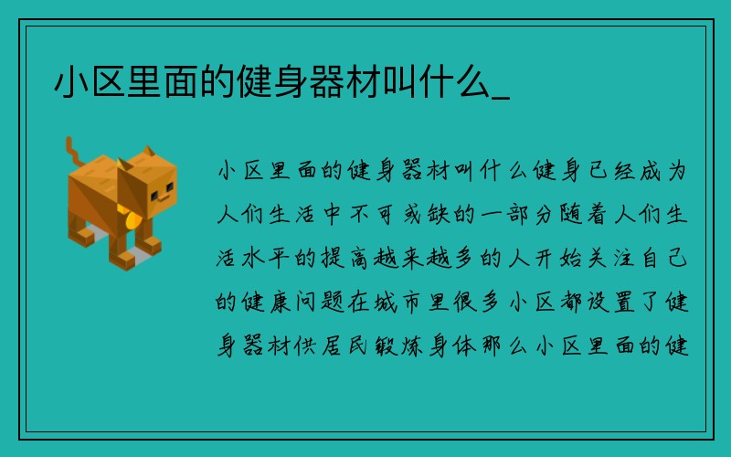 小区里面的健身器材叫什么_