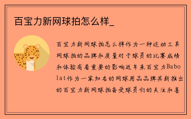 百宝力新网球拍怎么样_