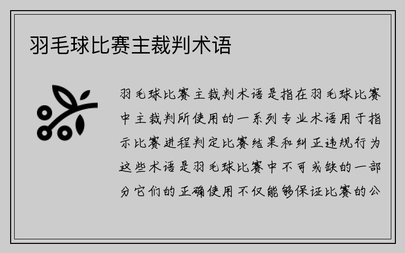 羽毛球比赛主裁判术语