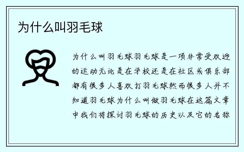 为什么叫羽毛球