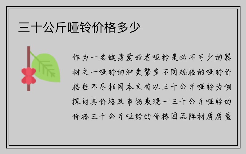 三十公斤哑铃价格多少